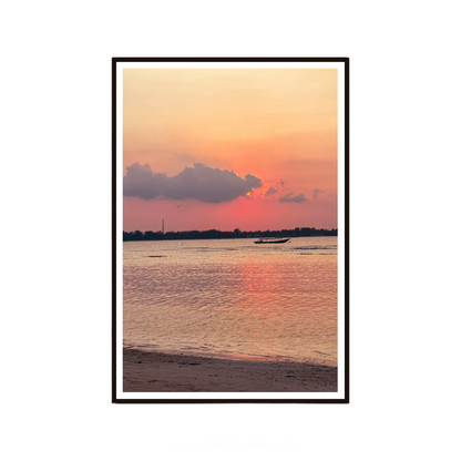 Sunset wall art featuring soft pink skies and calm waters in Gili Air, Indonesia.