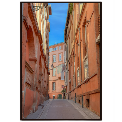 Toulouse wall art featuring warm pink architecture and a quiet French street.