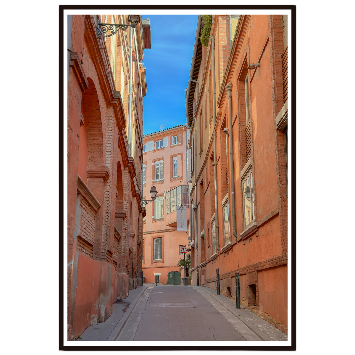 Toulouse wall art featuring warm pink architecture and a quiet French street.
