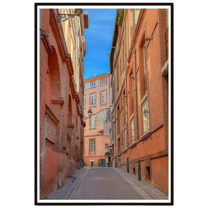 Toulouse wall art featuring warm pink architecture and a quiet French street.