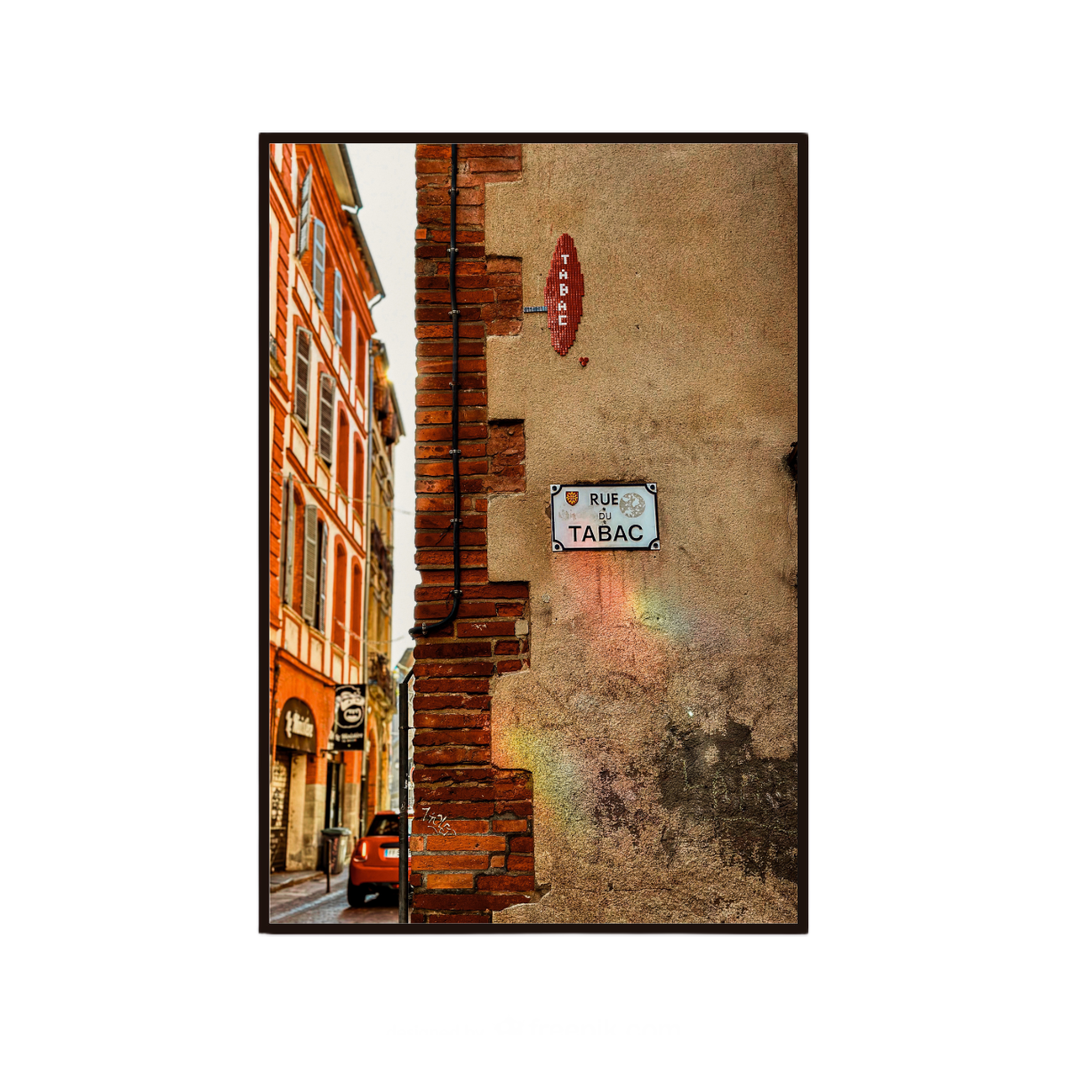 French wall art featuring a historic street in Toulouse, France.