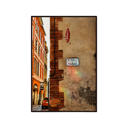 French wall art featuring a historic street in Toulouse, France.
