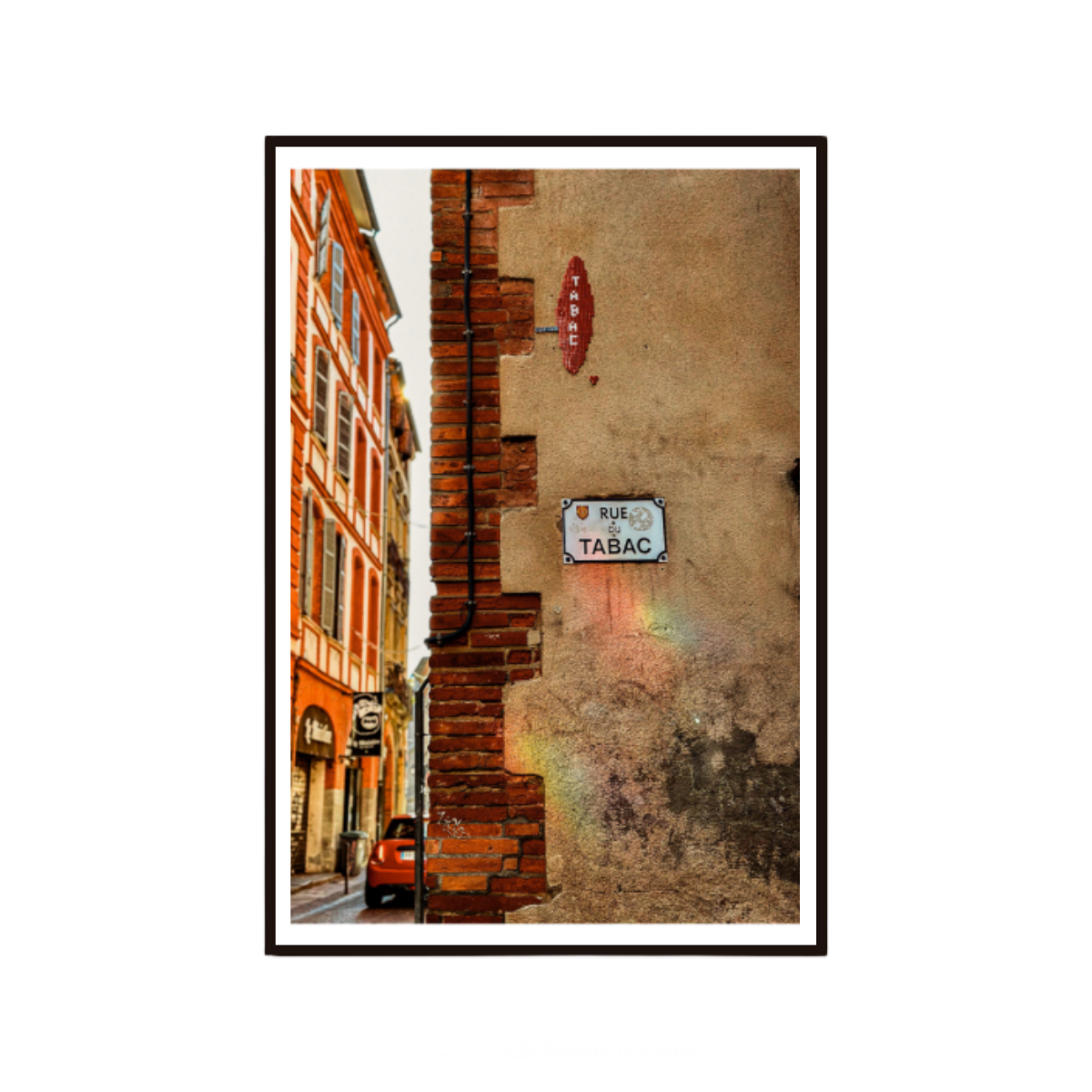 French wall art featuring a historic street in Toulouse, France.